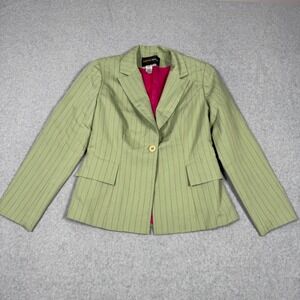 MetroStyle Vintage Y2K Barbie Core Pinstripe Blazer Green Pink Lining Size 4